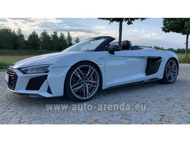 Rental Audi R8 Spyder V10 Performance (620 hp) in Rotterdam The Hague Airport